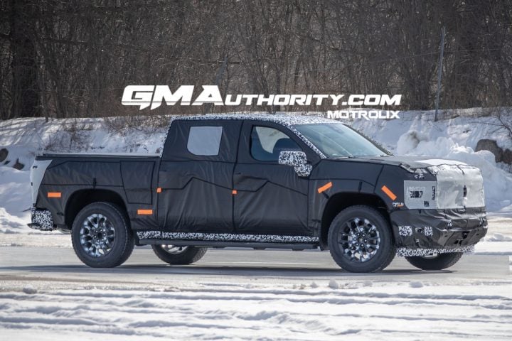 A photo of a 2025 Chevy Silverado 1500 prototype undergoing testing in March 2025.