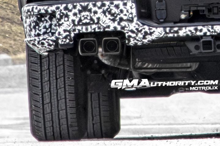 A detailed photo showing the 2027 Silverado exhaust treatment.