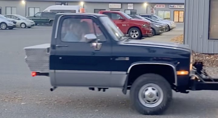 A Chevy pickup modified to tow seaplanes.