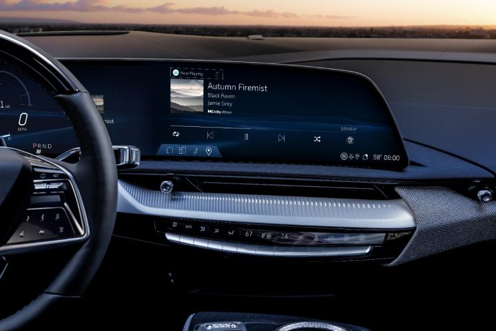 Cadillac infotainment screen with Dolby Atmos activated.