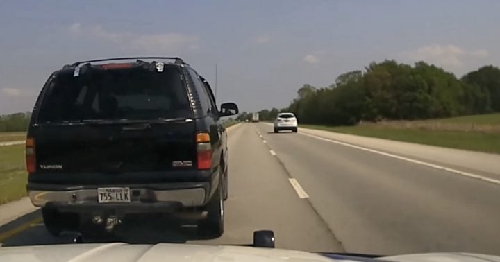 Police in pursuit of a stolen GMC Yukon.