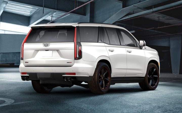 SVE 2025 SXR Series Supercharged Cadillac Escalade rear three quarter angle.