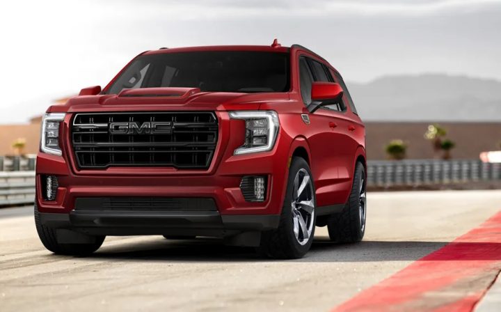 SVE 2025 Sport Edition Supercharged GMC Yukon front three quarter angle.