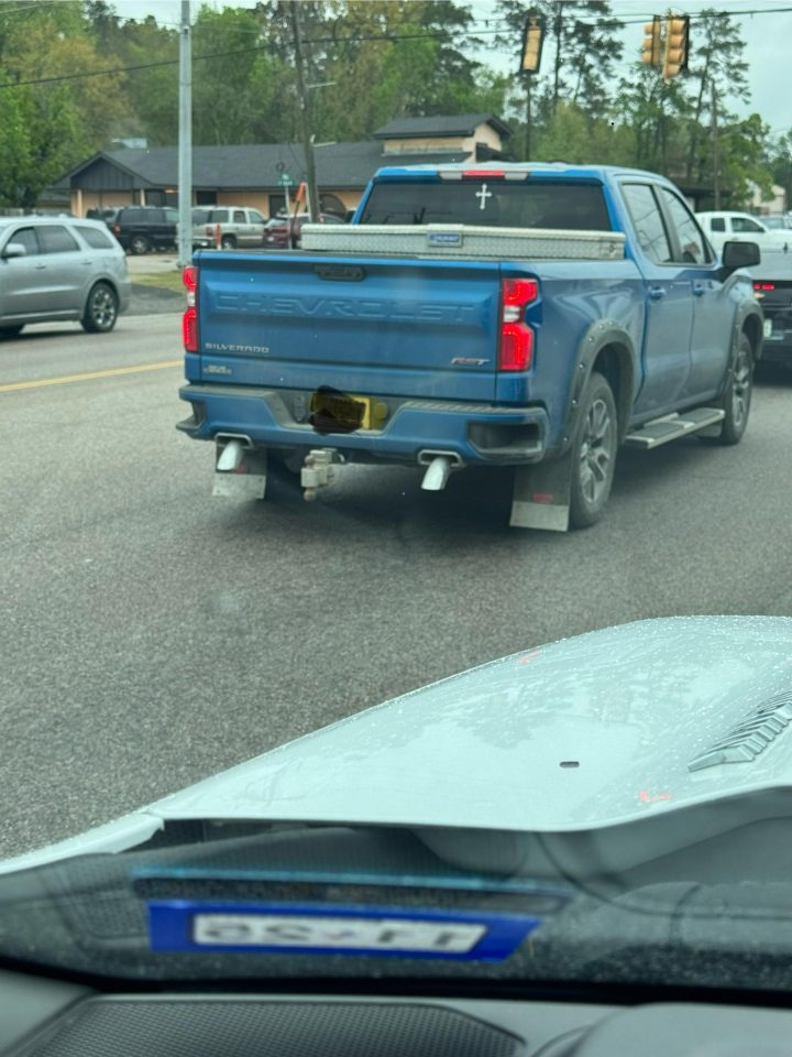 Chevy Silverado with custom exhaust finishers.