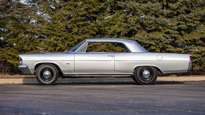 Side profile view of the 1963 Pontiac Catalina Super Duty heading to auction.