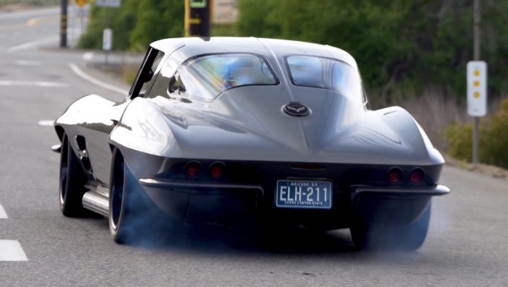 The rear end of a custom 1964 Corvette restomod.