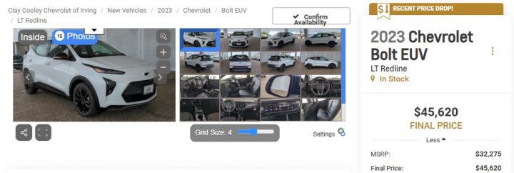 2023 Chevy Bolt EUV listing.