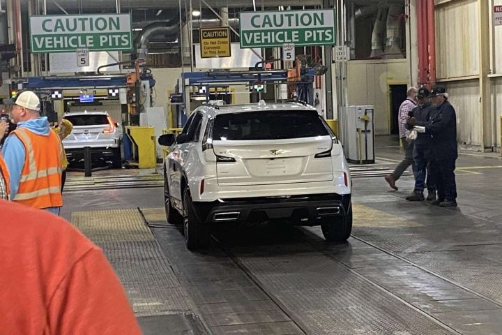 Final 2025 Cadillac XT4 on assembly line.