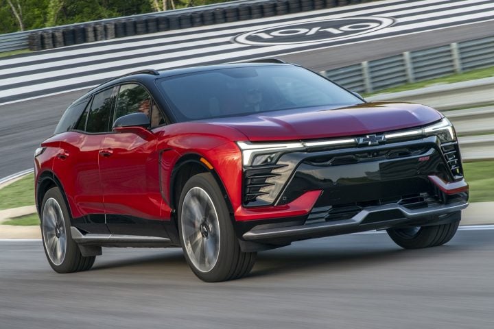 Chevy Blazer EV SS driving on a track.