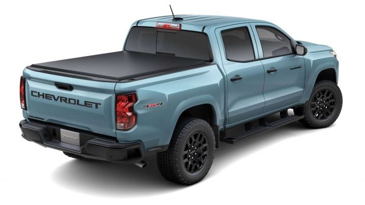 2025 Chevy Colorado WT Custom Appearance Package rear three quarter angle.