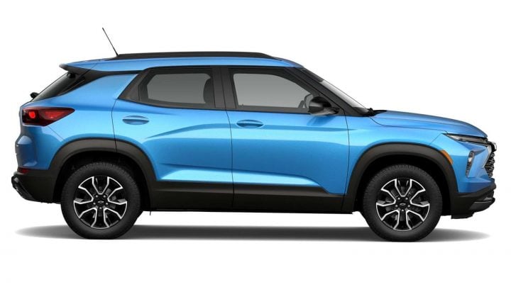 Side profile of 2026 Chevy Trailblazer. in June 2025, Chevy Trailblazer deals include low-interest financing, plus no monthly payments for 90 days.