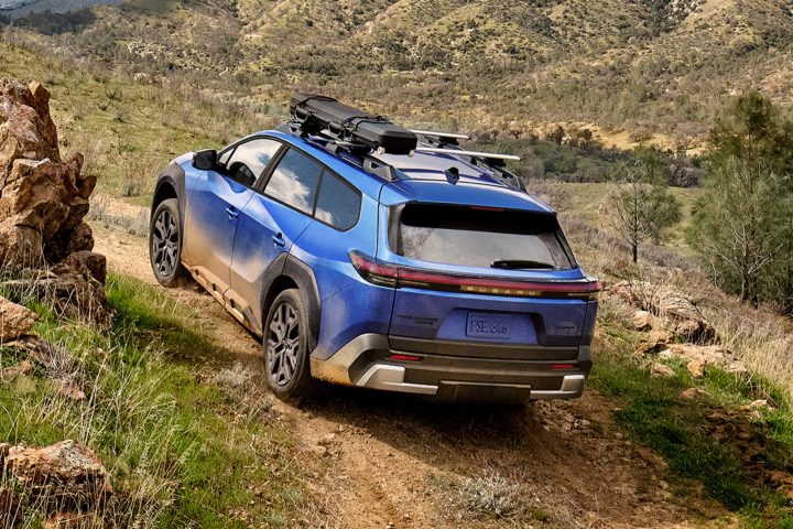 The rear end of the 2026 Subaru Trailseeker EV.