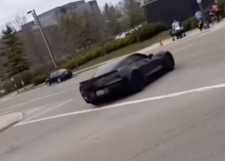 C7-generation Chevy Corvette Z06 moments before spinning out.