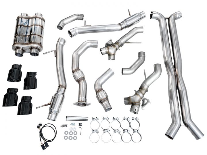 Aftermarket exhaust for the Cadillac CT4-V Blackwing.