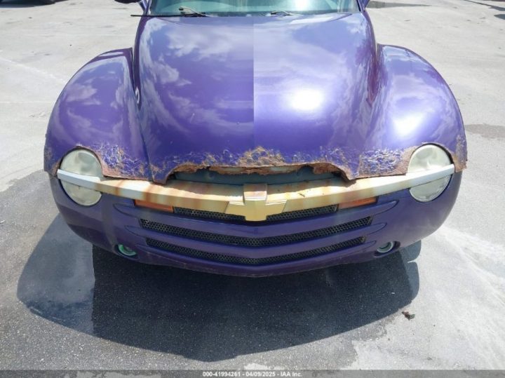 Front end of a rotted-out Chevy SSR.