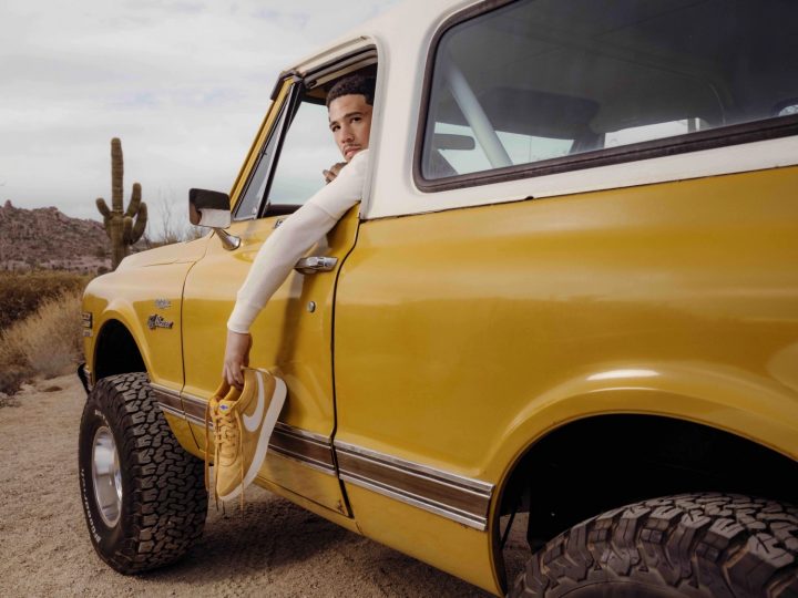 Devin Booker in one of his classic Chevrolet Blazers.
