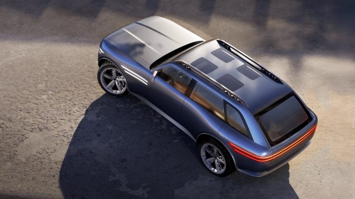 Genesis X Gran Equator rear three quarter angle.