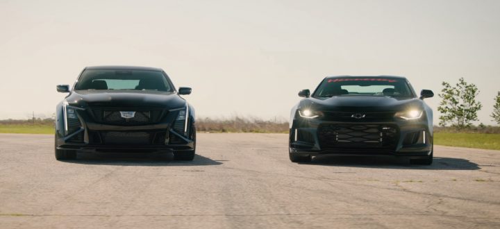 The Cadillac CT5-V Blackwing and Chevy Camaro ZL1 line up for an exhaust battle.