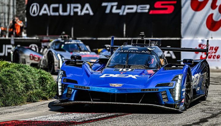 Photo of the No. 10 Cadillac Racing V-Series.R on track at Long Beach. They would finish seventh. 
