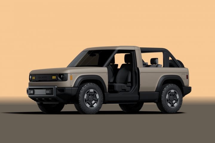 Slate Truck SUV front three quarter angle.