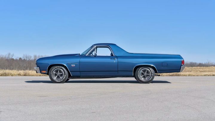 Side profile view of the 1970 Chevy El Camino SS LS6 headed to auction.