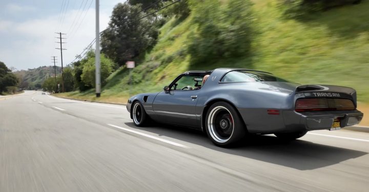The rear end of a 1980 Pontiac Trans Am restomod.