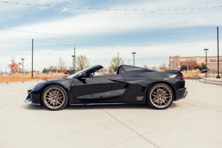 2024 Chevy Corvette Z06 Convertible NCM 30th Anniversary Edition driver side profile.