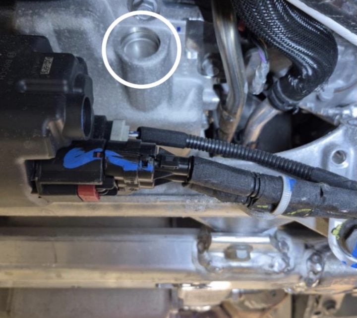 Oil plug in the 2025 Cadillac CT5-V Blackwing.