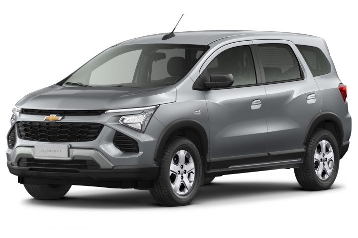 Front three-quarter view of the 2026 Chevy Spin entry-level PCD for Brazil.