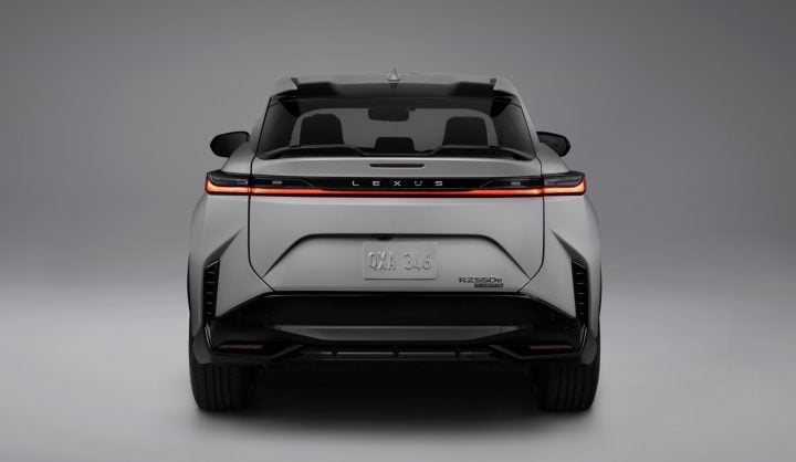 2026 Lexus RZ 550e F Sport rear end.