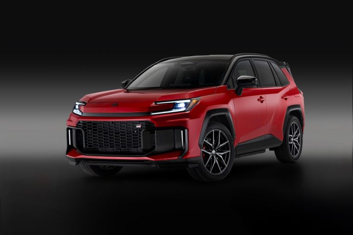 2026 Toyota RAV4 GR Sport front three quarter angle.