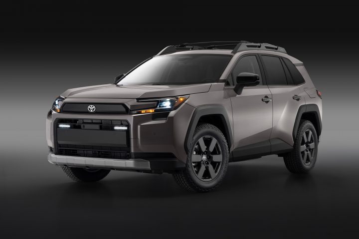 2026 Toyota RAV4 Woodland front three quarter angle.