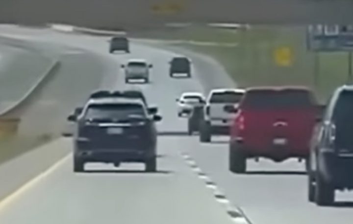 Road raging Chevy Silverado moments before a crash.