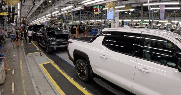 Chevy Silverado EV trucks being built at Factory Zero.