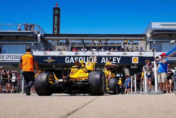 Photo of a Team Penske Chevy before qualifying for the 2025 Indy 500. Two of the team's three entries were penalized for illegal parts.