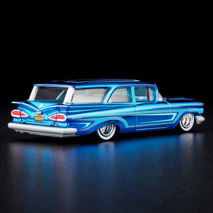 Hot Wheels 1959 Chevy Brookwood rear three quarter angle.