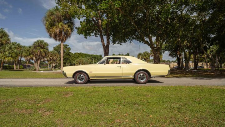 Side profile view of the 1967 Oldsmobile 442 W-30 heading to auction in Florida.