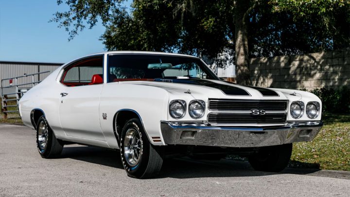 Front three-quarter view of the 1970 Chevy Chevelle LS6 heading to auction in Florida.