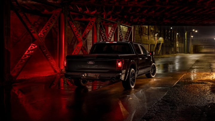 Ford F-150 Lobo rear three quarter angle.