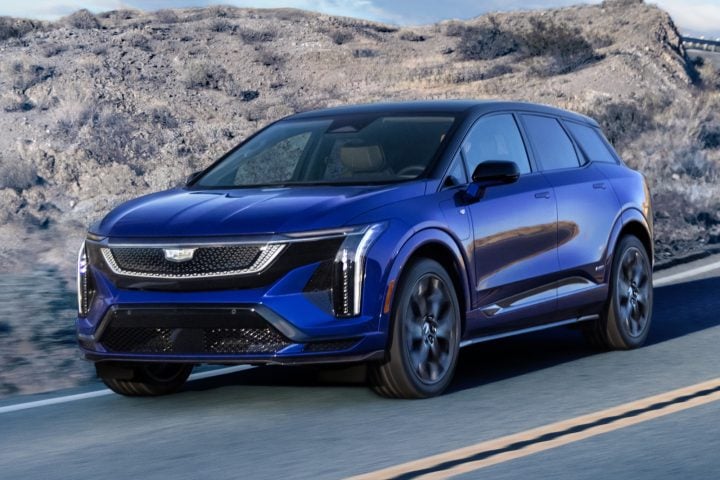 Front three-quarter view of the 2026 Cadillac Optiq-V for North America.
