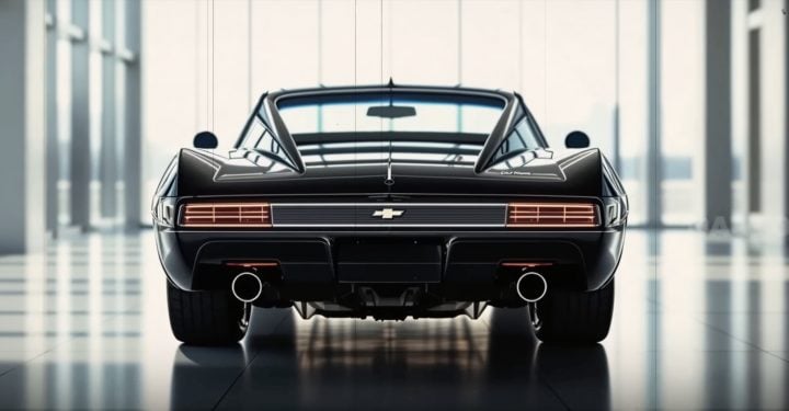 The rear end of a Chevy Chevelle rendering.