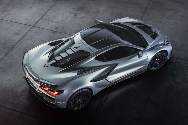 Chevy Corvette ZR1X rear three quarter angle.