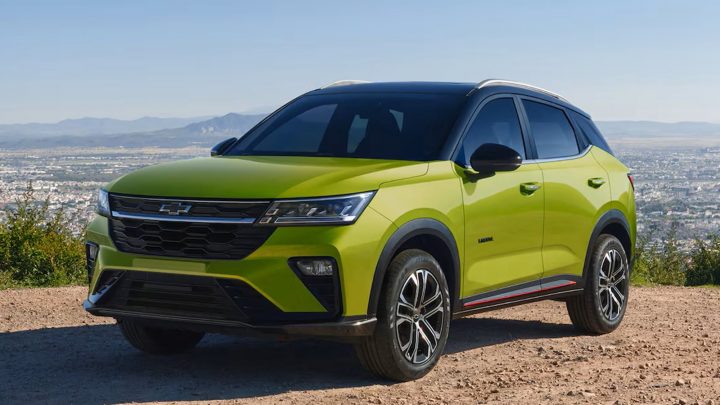 Front three-quarter view of the new-generation, 2026 Chevy Groove RS for international markets.