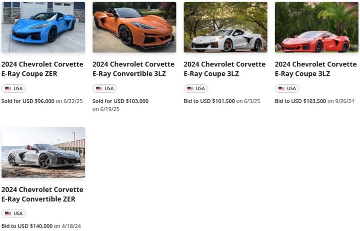 Bring a Trailer Corvette E-Ray auctions.