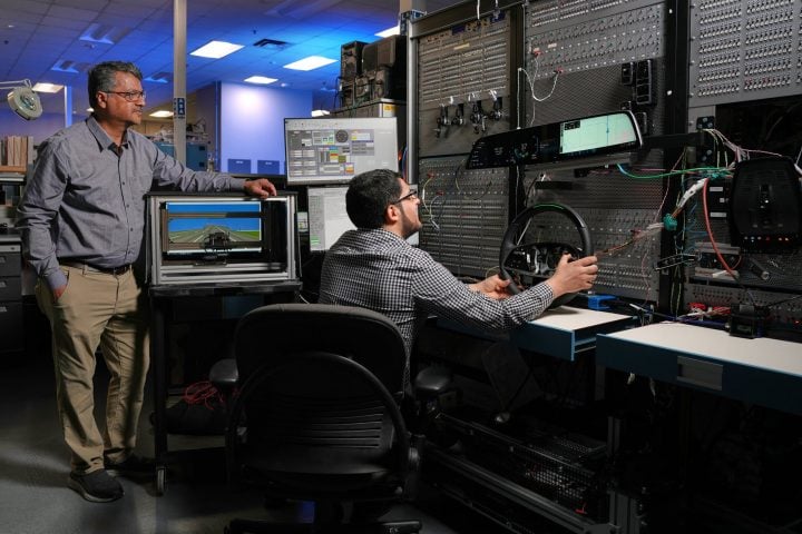 View of a testing room at the GM Sloan Engineering Lab in Warren, Michigan.