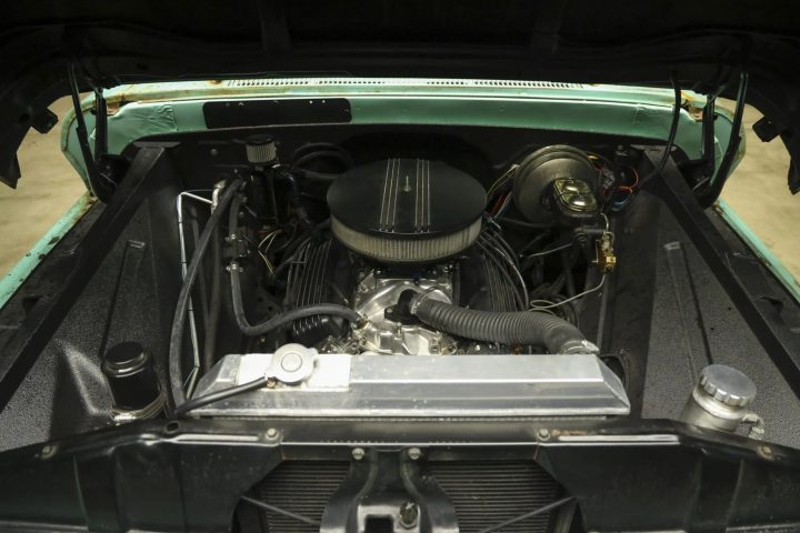 1963 Chevy C10 ratrod engine bay.