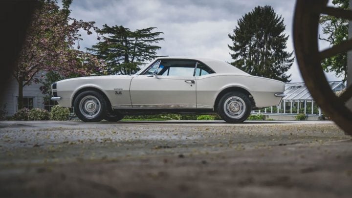 Side profile view of the 1967 Chevy Yenko Super Camaro 450 heading to auction in Monterey, California in August 2025.