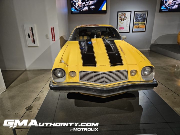 Bumblebee Chevy Camaro prop on display.
