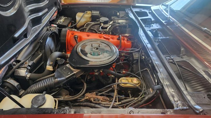 1976 Chevy Vega engine bay.