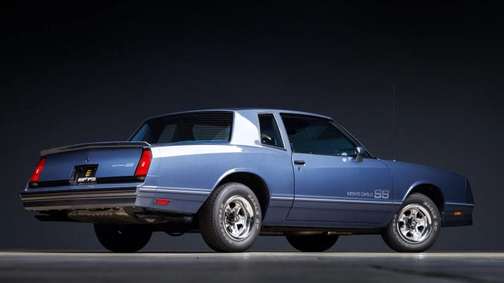 1984 Chevy Monte Carlo SS rear three quarter angle.